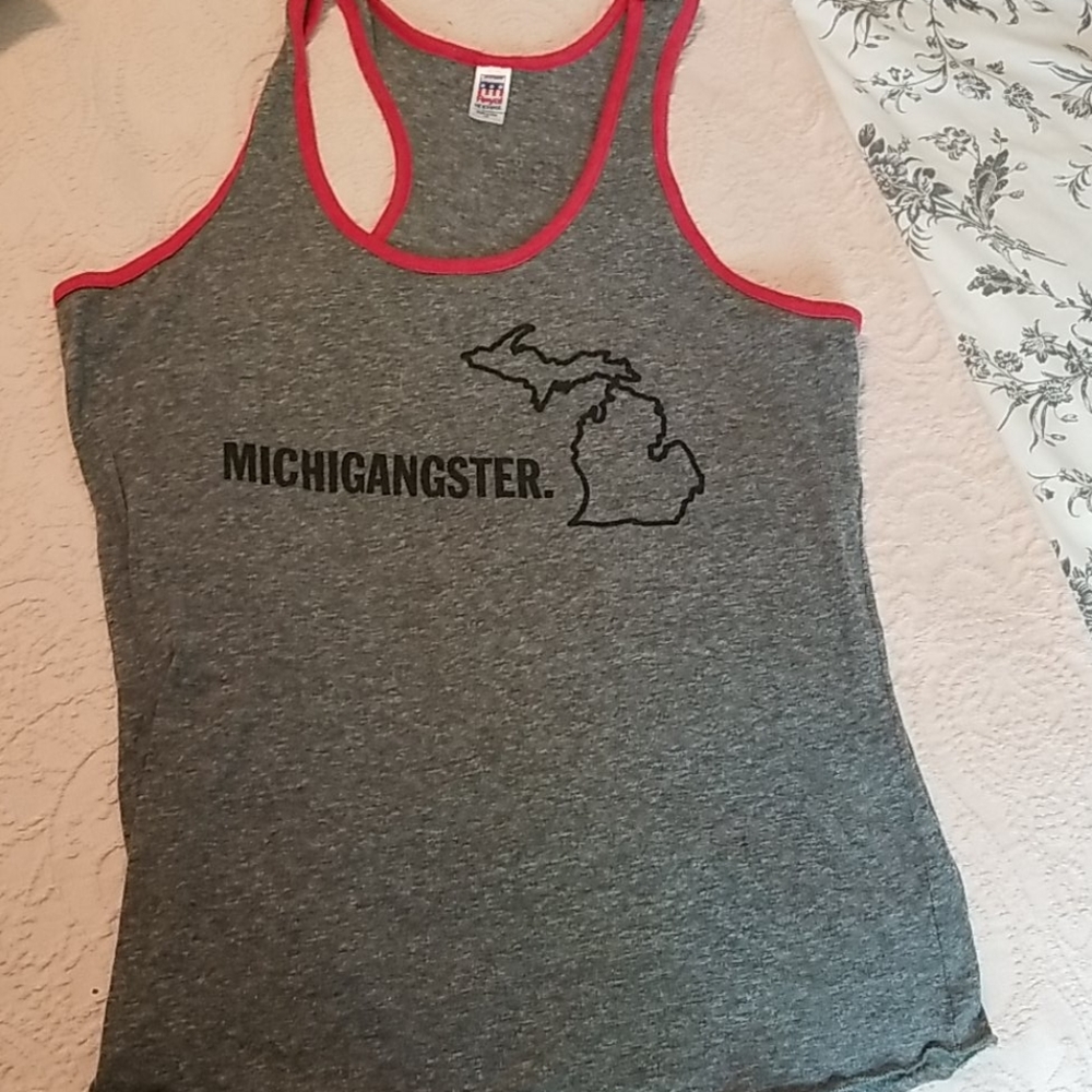 Michigan Awesome Triblend T back Tank
